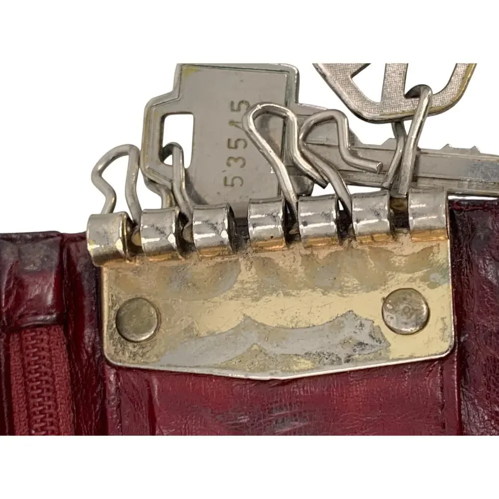 Vintage Soft Leather Keychain Trifold Key Ring Holder 2 Billfolds